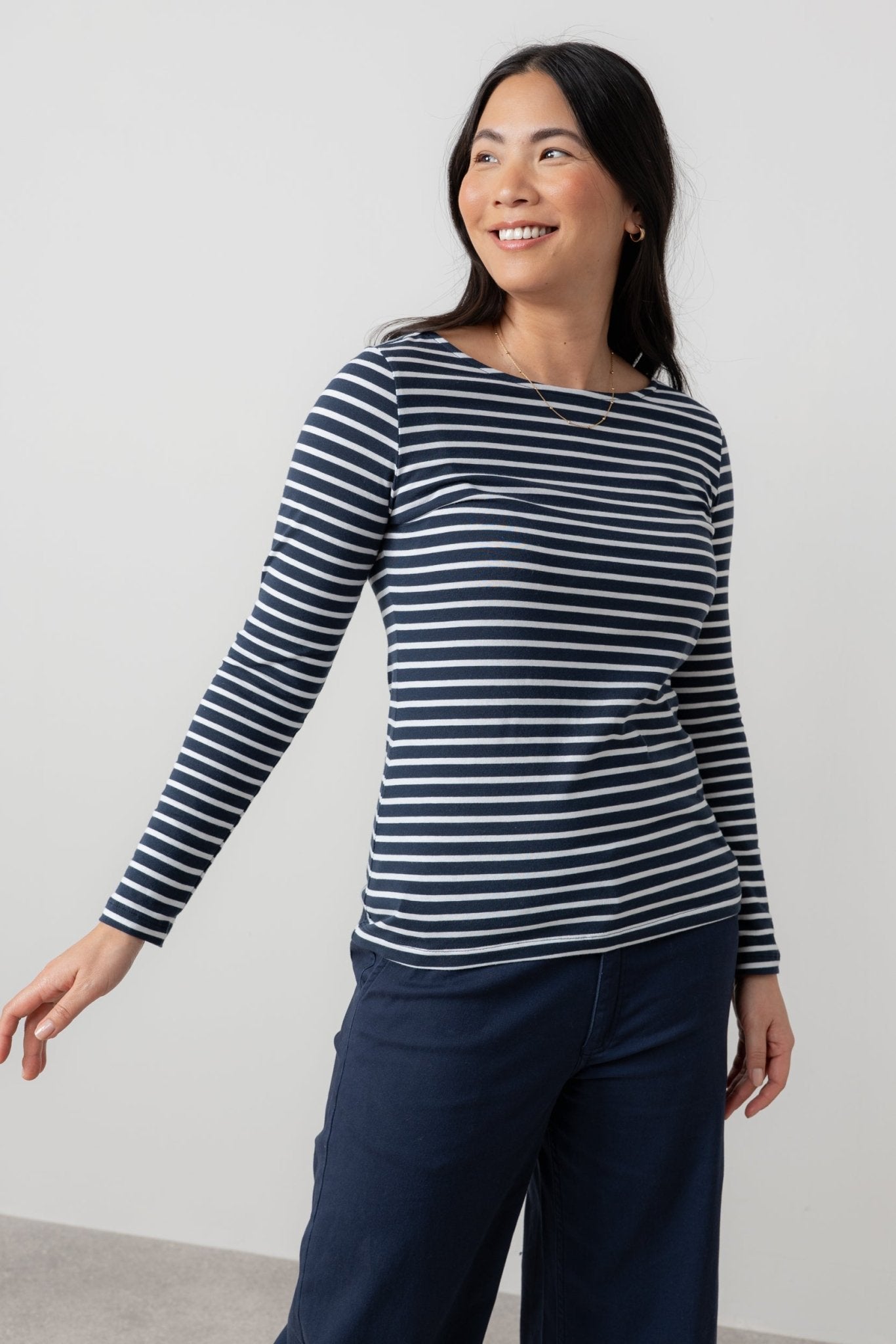 Lily & MeLily And Me Monica Top Navy StripeTopsNavy - Blue Water Clothing
