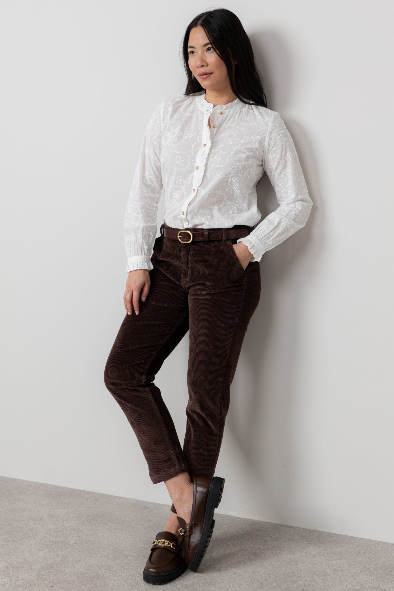 Lily & MeLily And Me Rachel Frill Blouse Embroidered WhiteTopsWhite - Blue Water Clothing