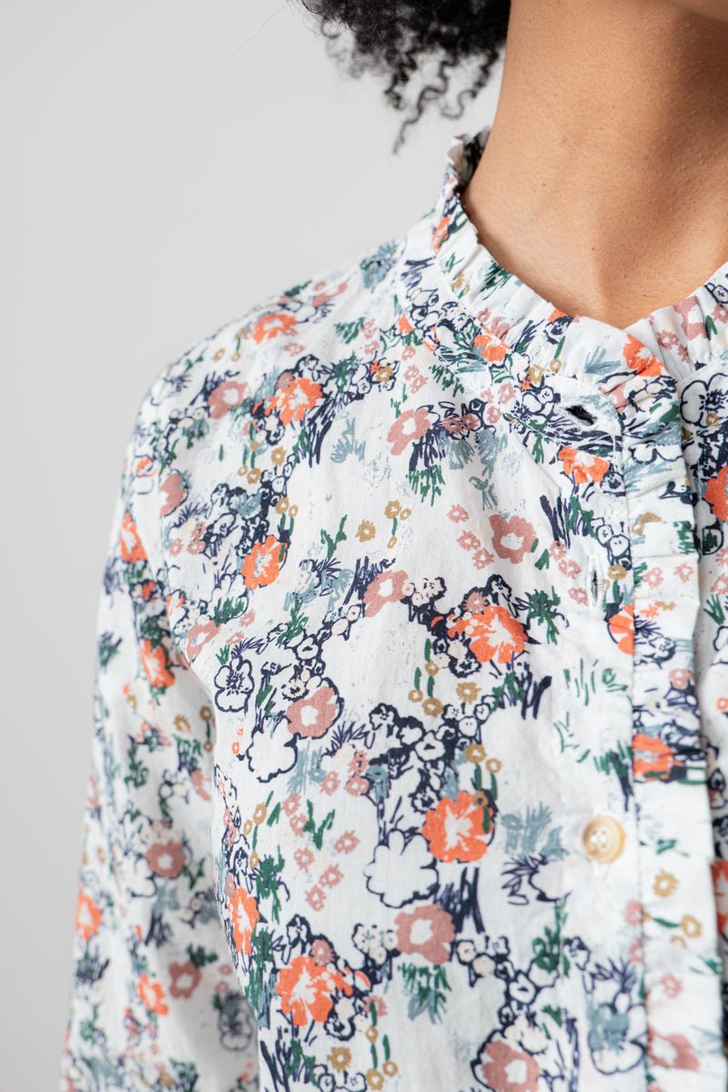 Lily & MeLily And Me Rachel Frill Blouse Feather Ditsy EcruTopsEcru - Blue Water Clothing