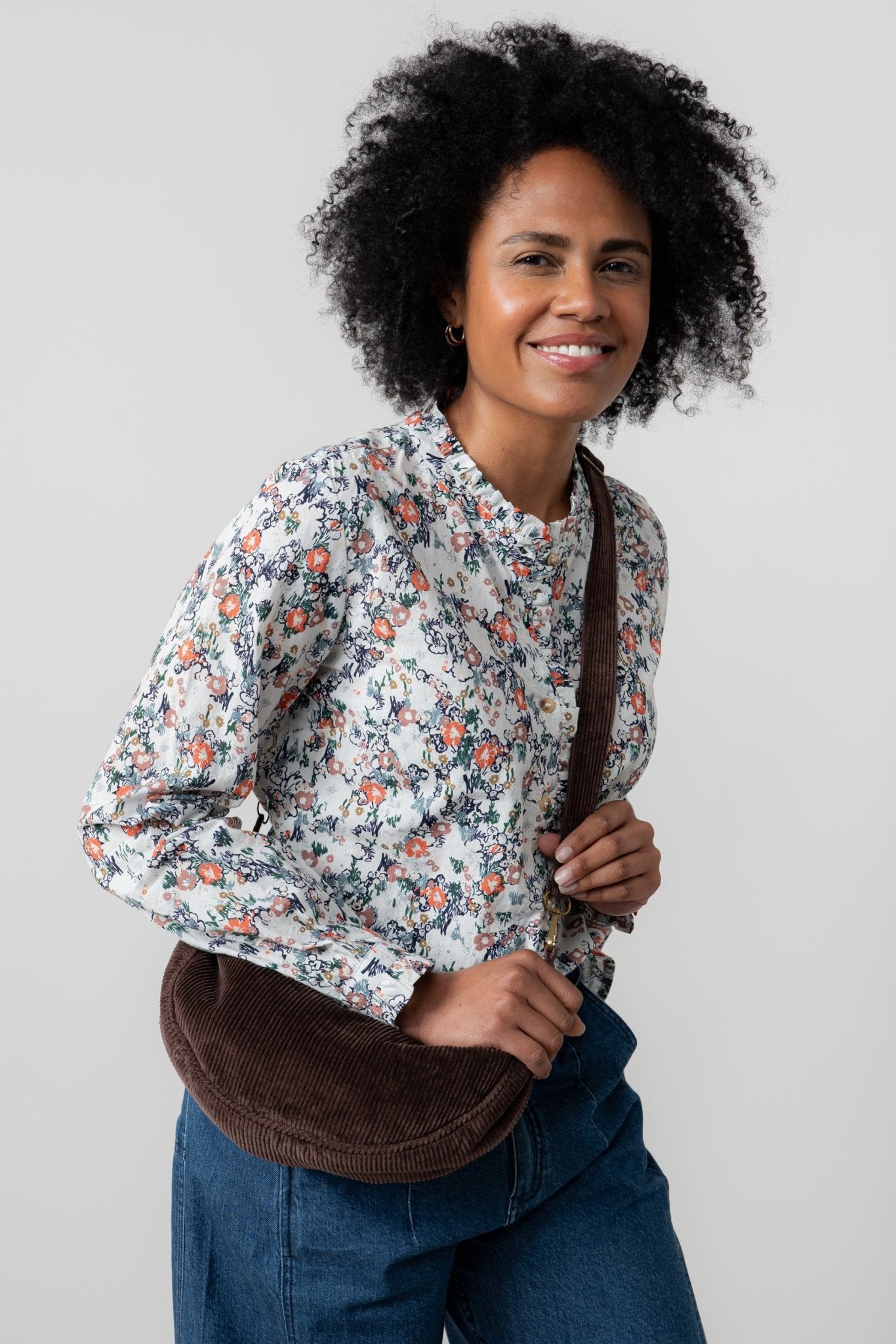 Lily & MeLily And Me Rachel Frill Blouse Feather Ditsy EcruTopsEcru - Blue Water Clothing