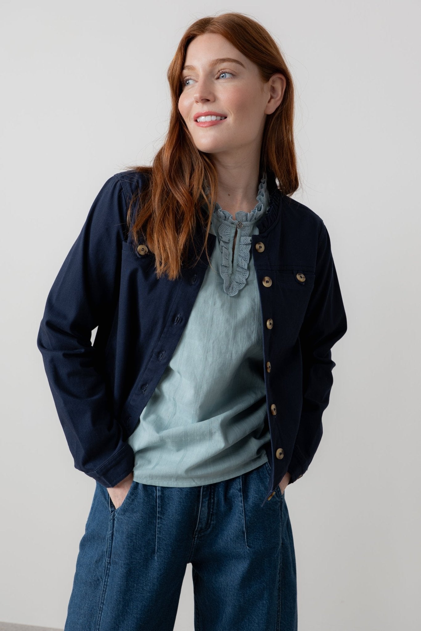 Lily & MeLily And Me Renee Twill Jacket Plain NavyCoats & JacketsNavy - Blue Water Clothing