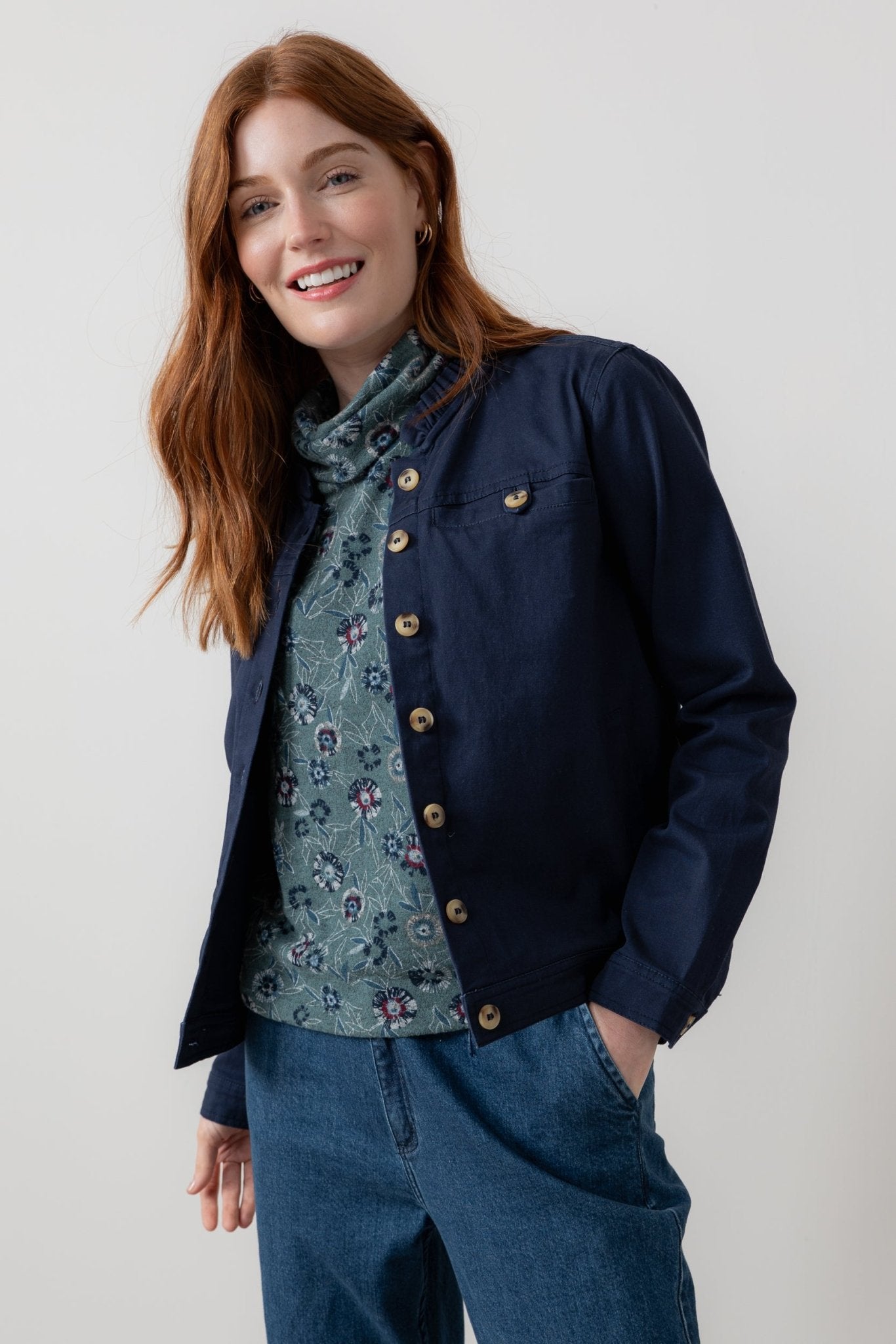 Lily & MeLily And Me Renee Twill Jacket Plain NavyCoats & JacketsNavy - Blue Water Clothing