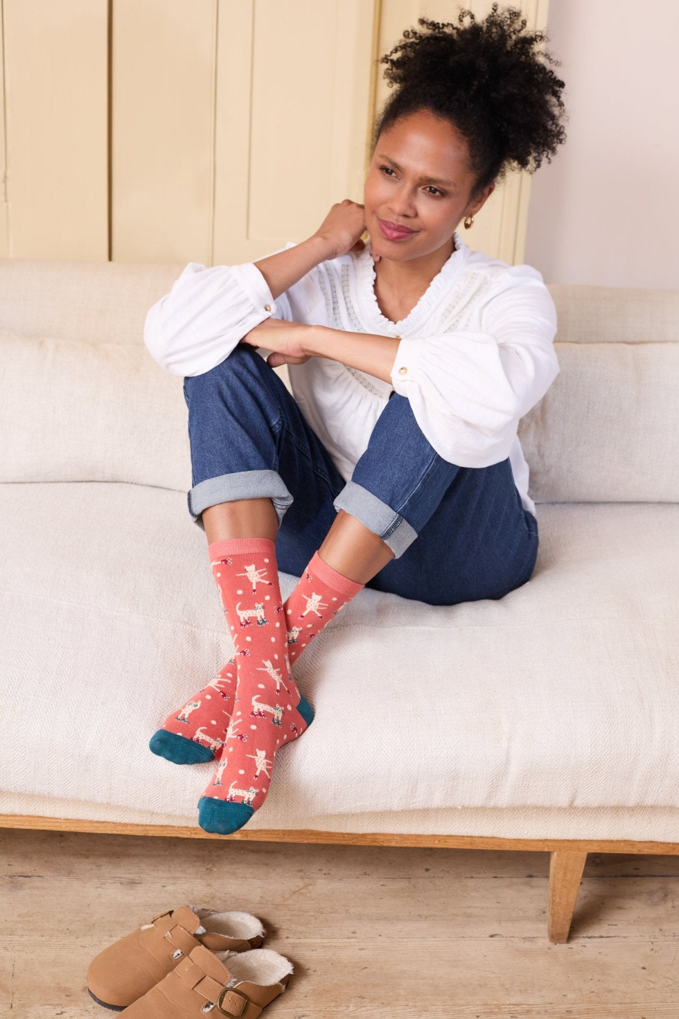 Lily & MeLily And Me Roller Cats SockAccessoriesRed - Blue Water Clothing