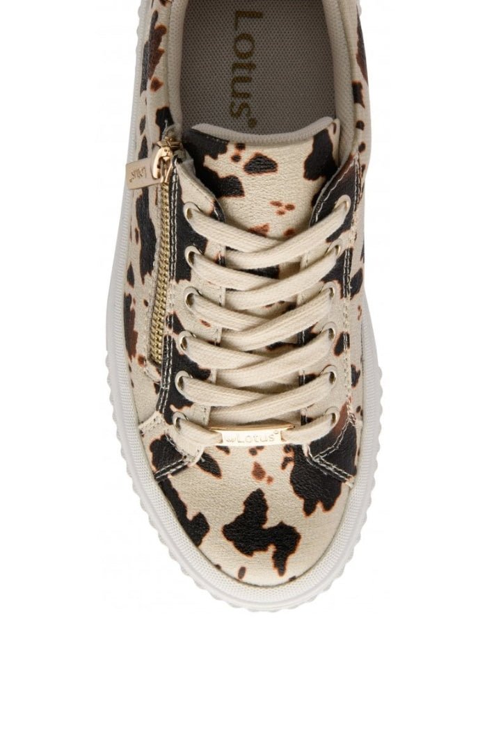 Lotus ShoesLotus Shoes Alexa Cow Print TrainersFootwearCow Print - Blue Water Clothing