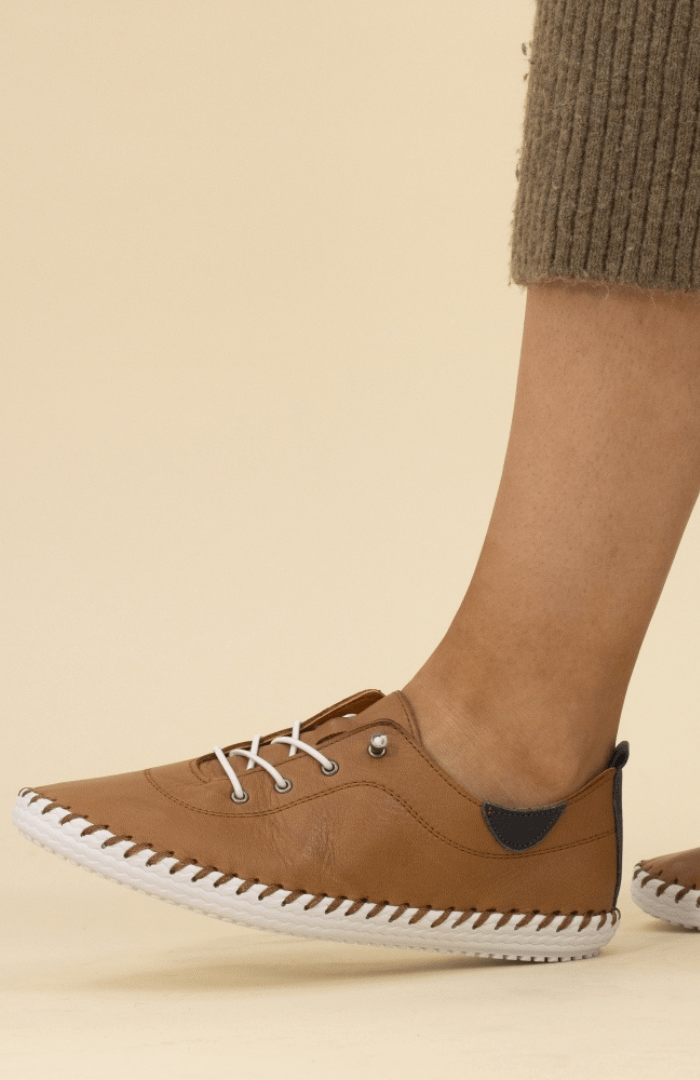 Lunar Shoes St Ives Leather Plimsoll - Blue Water Clothing