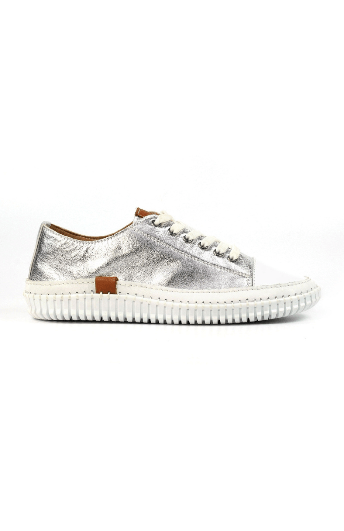 Lunar Shoes Starlet II Silver Lea. Plimsoll - Blue Water Clothing