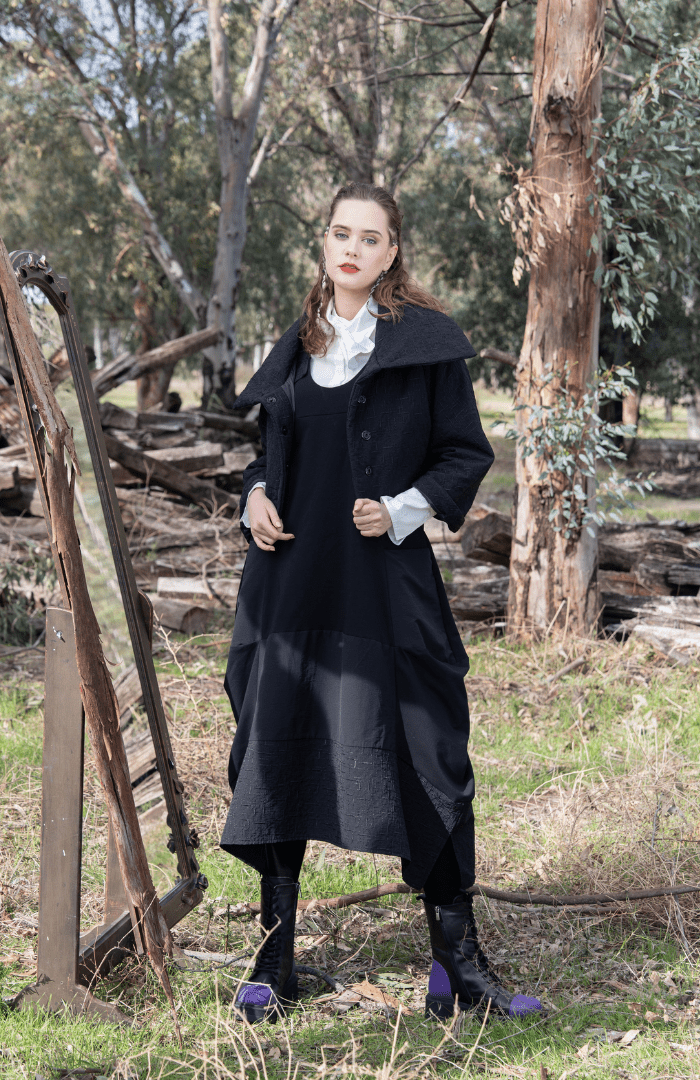 Luukaa Knitted Pinafore Dress - Blue Water Clothing