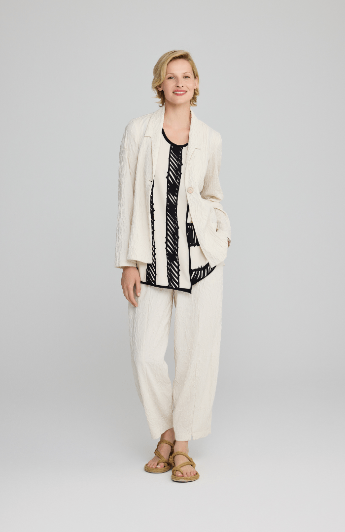 LuukaaLuukaa Woven Trousers 25222ClothingLight Cream - Blue Water Clothing