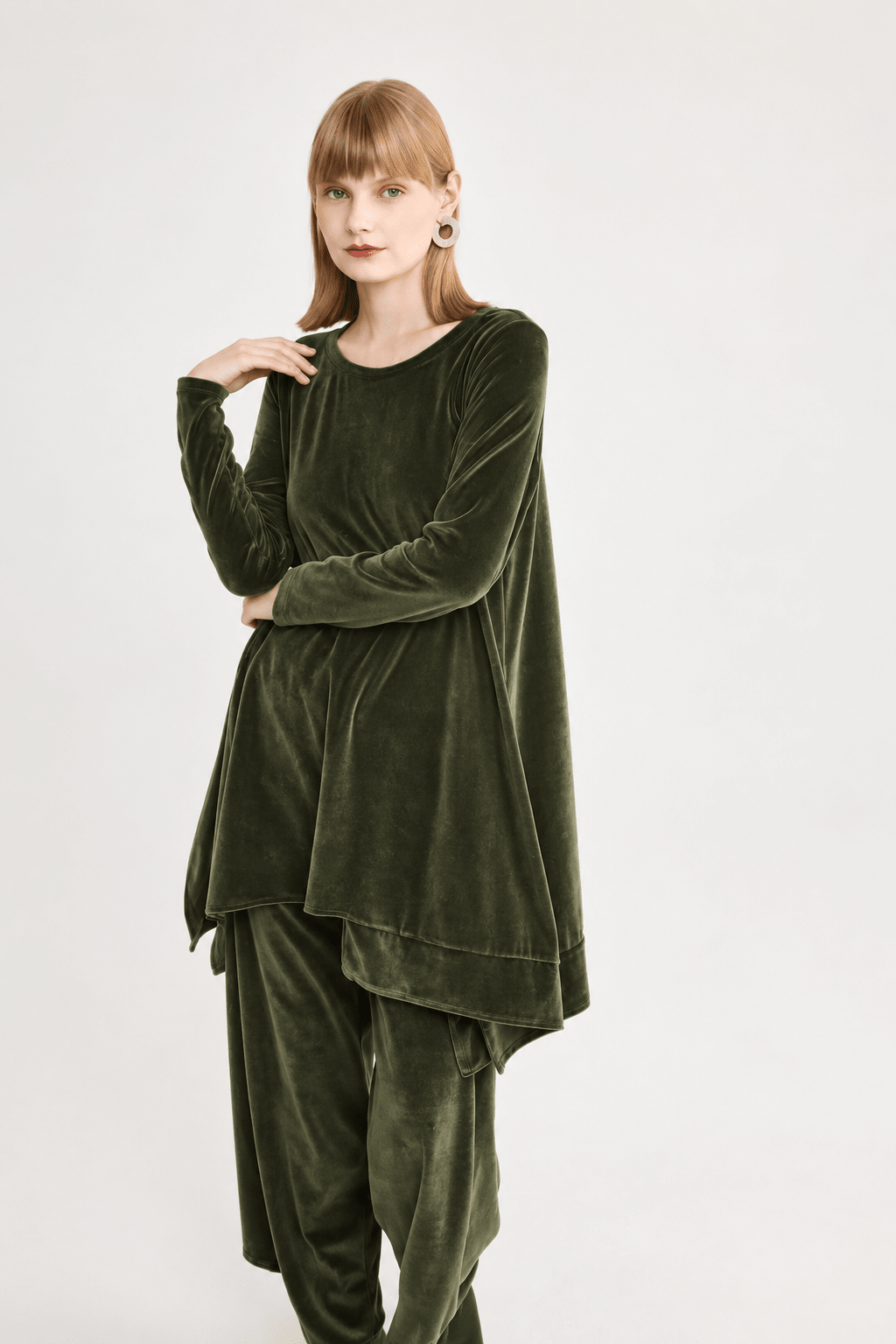 Luukaa Clara Knitted Velvet BlouseKhaki - Blue Water Clothing
