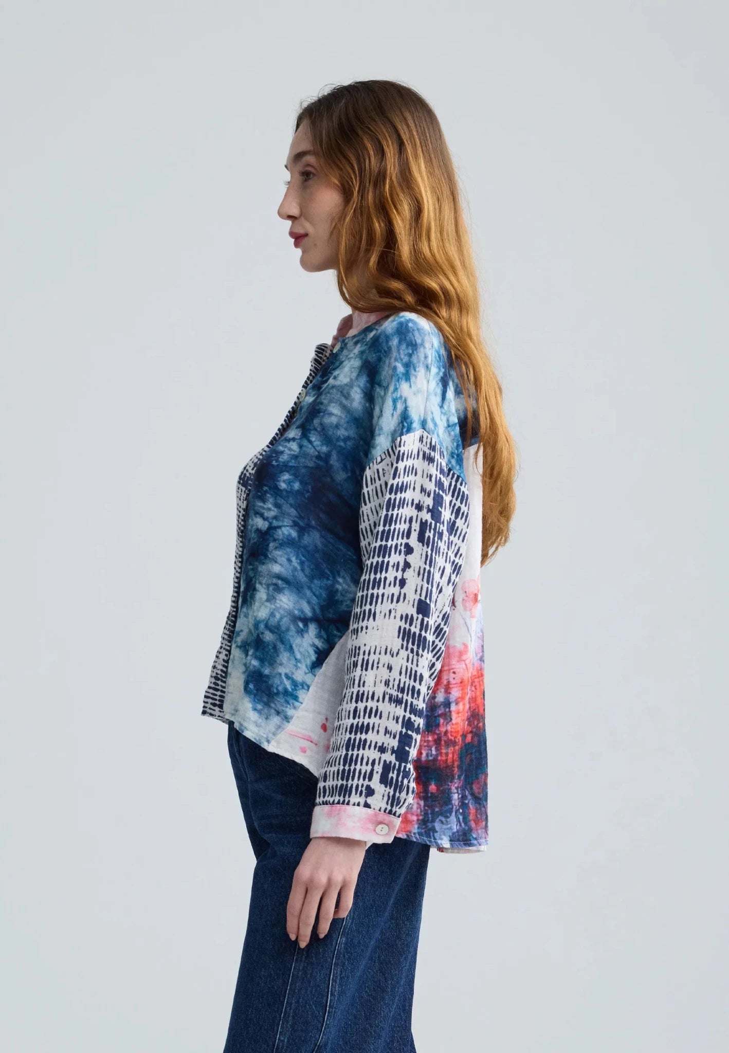 LuukaaLuukaa Dahlia Woven ShirtTopsSakura Print - Blue Water Clothing