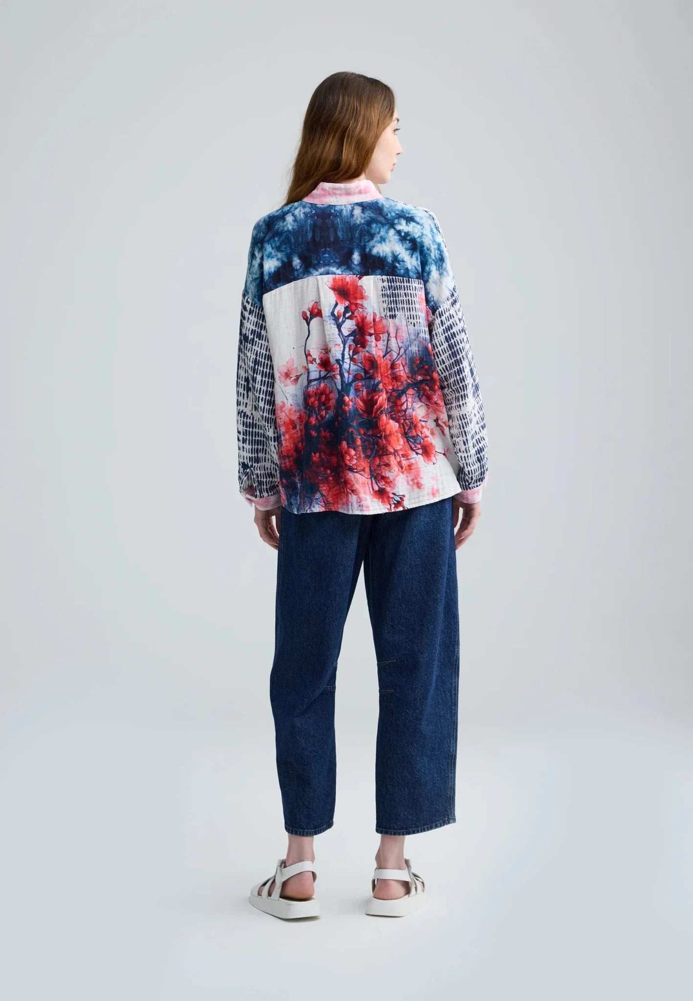 LuukaaLuukaa Dahlia Woven ShirtTopsSakura Print - Blue Water Clothing