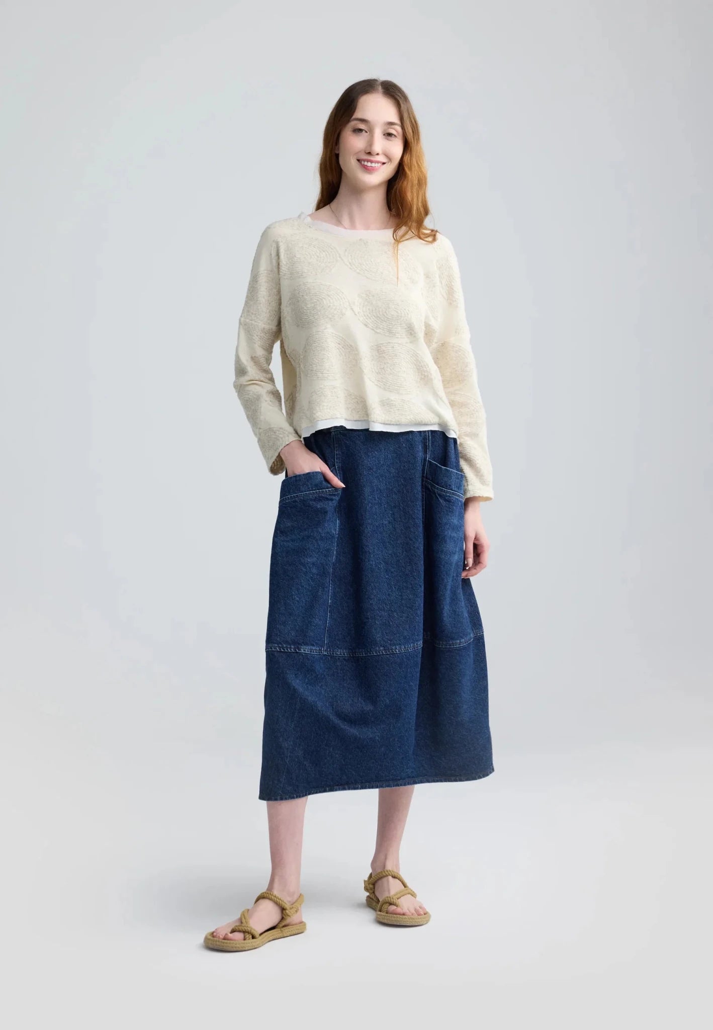 LuukaaLuukaa Riley Knitted blouseTopsNature - Blue Water Clothing
