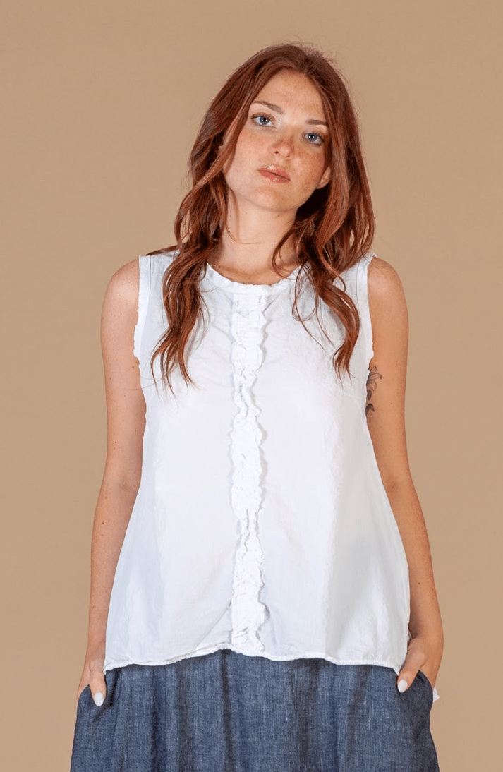 Mama bMama b Ora C Frayed Edge Tank TopTopsBianco - Blue Water Clothing