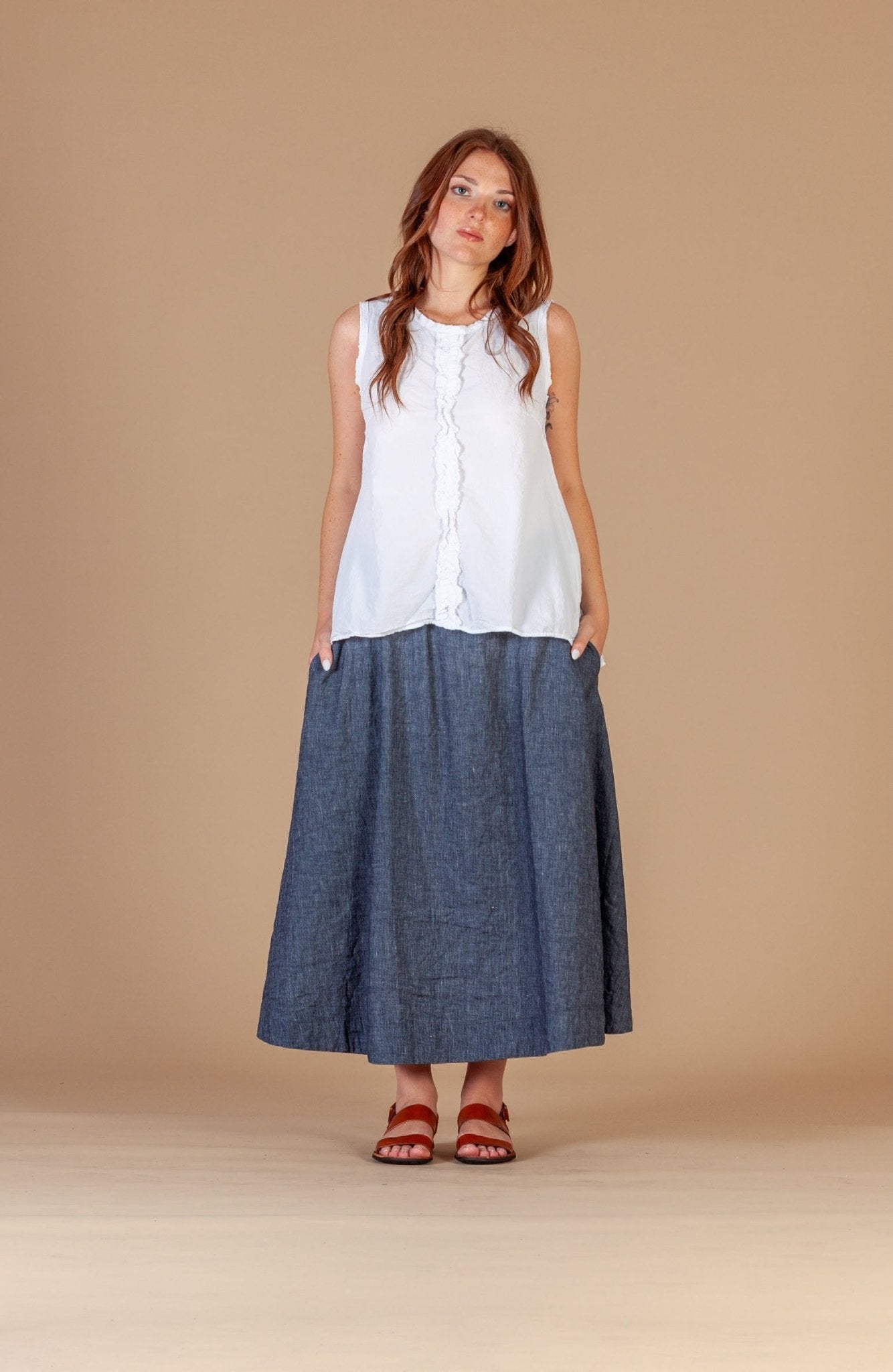 Mama bMama b Ora C Frayed Edge Tank TopTopsBianco - Blue Water Clothing