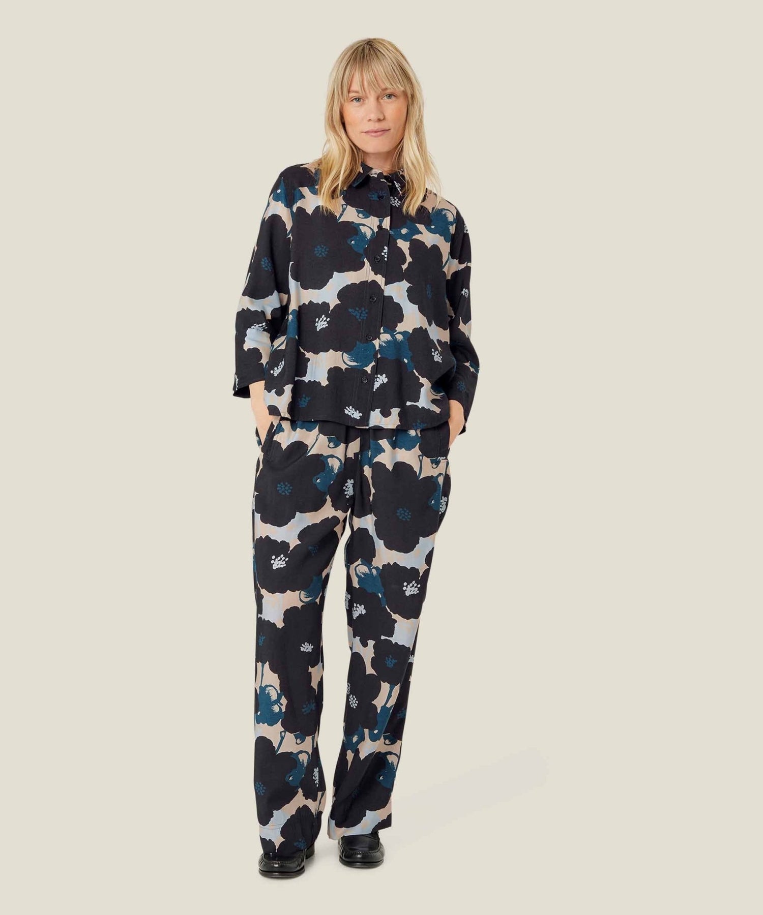 MasaiMasai Ilonka Flower Print ShirtClothingMoonlit Ocean - Blue Water Clothing