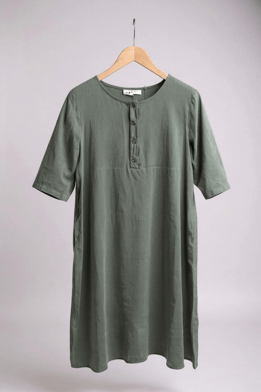Modula Long Wide Dress Alloro - Blue Water Clothing