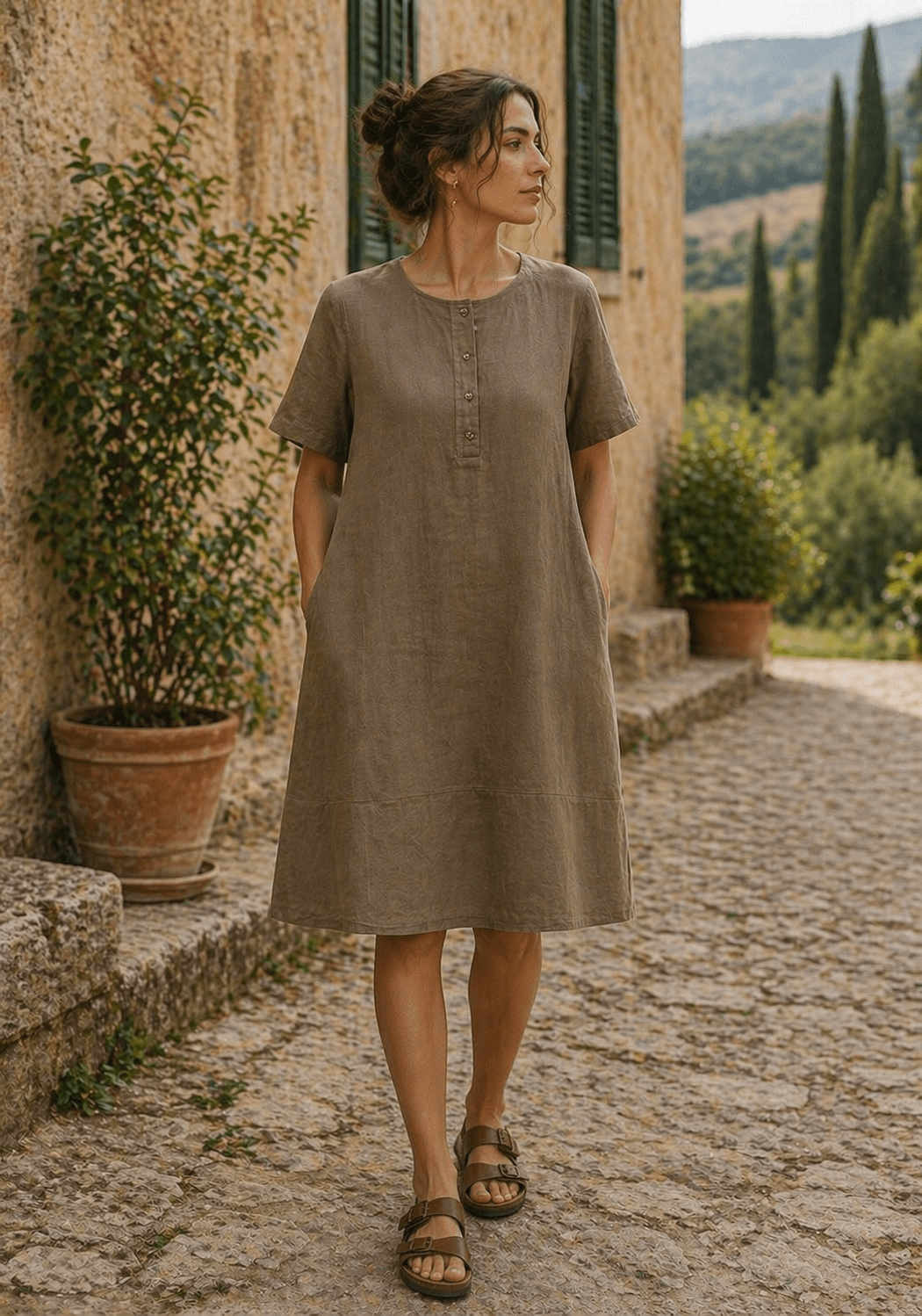 ModulaModula Long Wide Dress TortoraClothingTortora - Blue Water Clothing