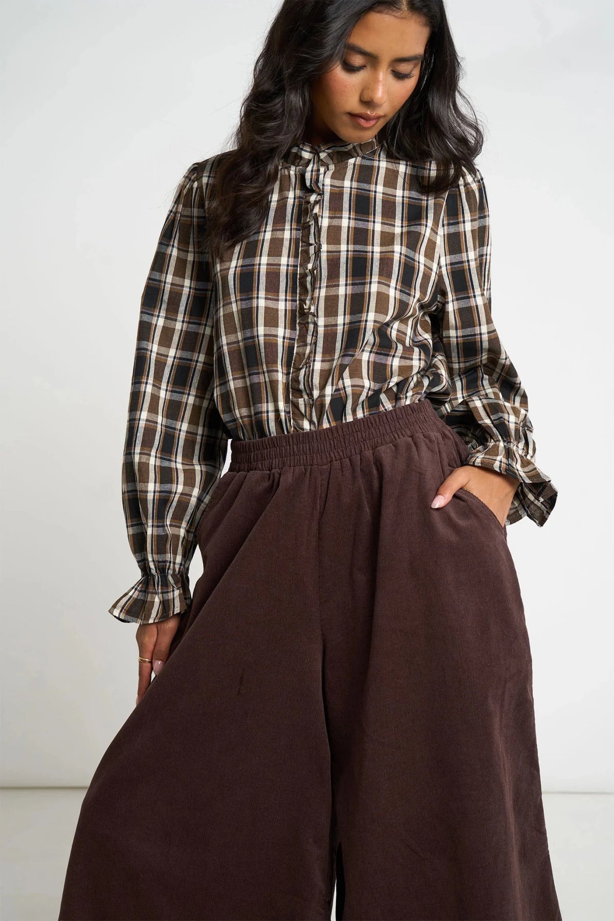 MSH Cord Wide Leg CulottesBrown - Blue Water Clothing