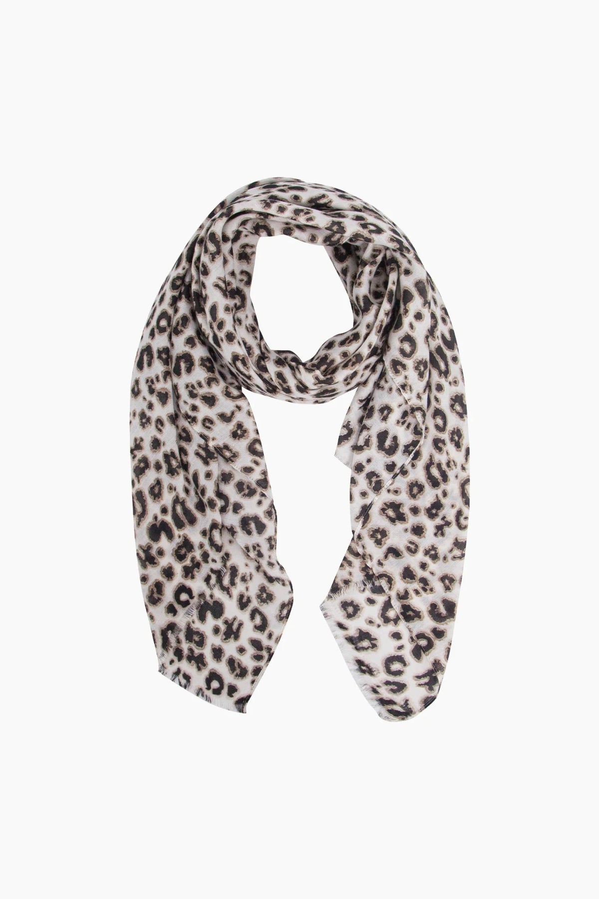 MSH Leopard Print Lightweight Scarf in Cream - Blue Water Clothing