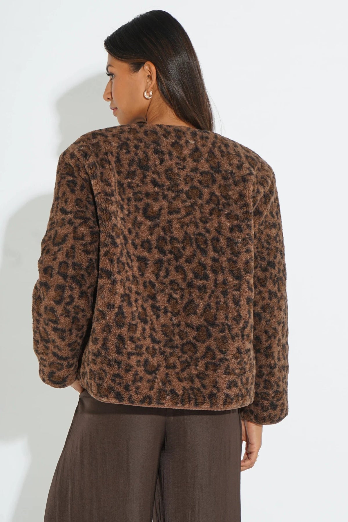MSH Leopard Print Reversible Jacket in Brown - Blue Water Clothing