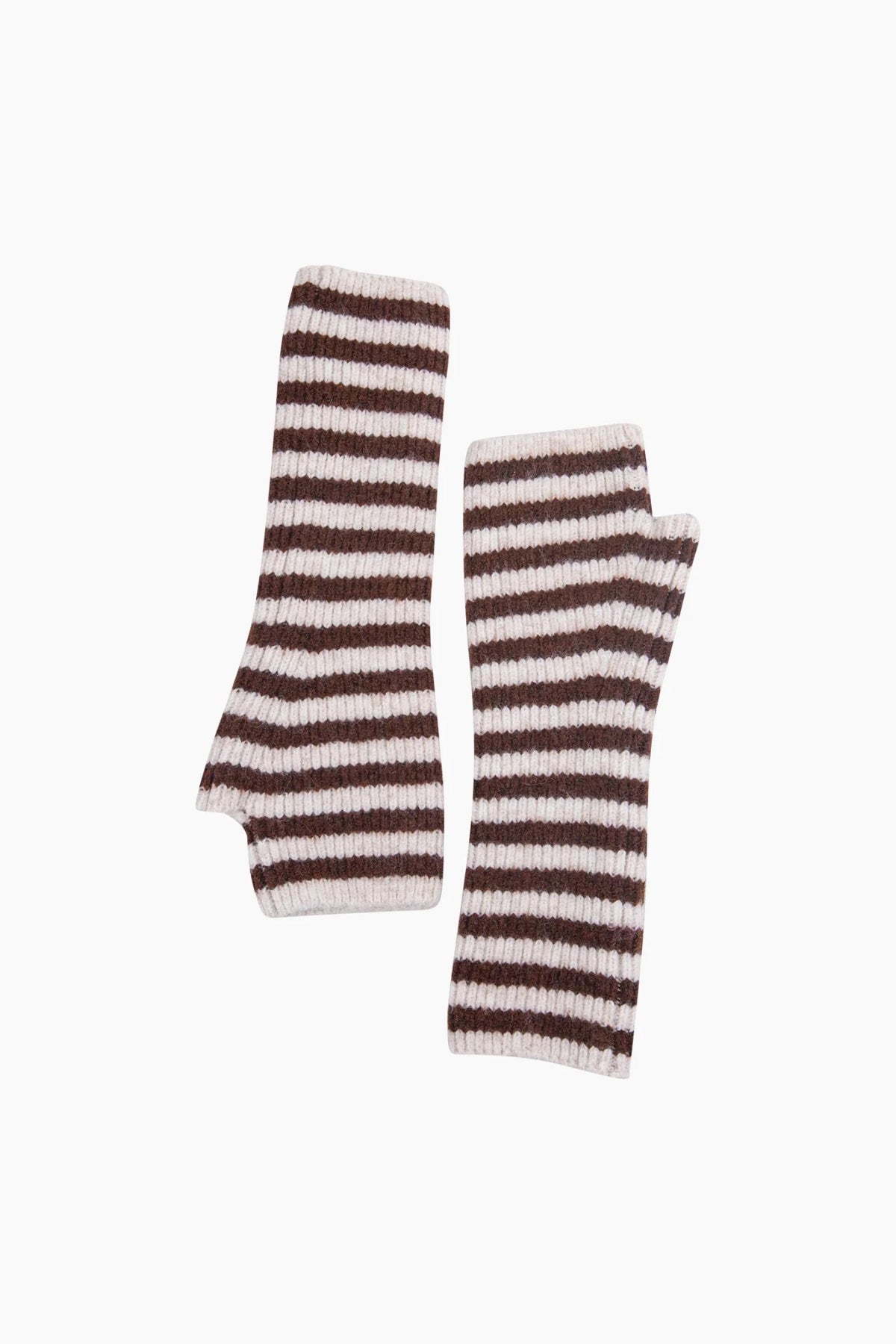 MSH Long Striped Wrist Warmer Cream/Brown - Blue Water Clothing