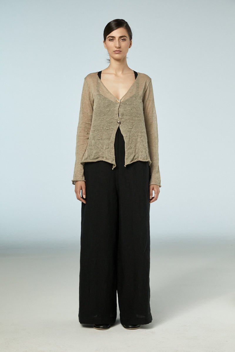 NeiramiNeirami Top Button Cardigan BeigeClothingBeige - Blue Water Clothing