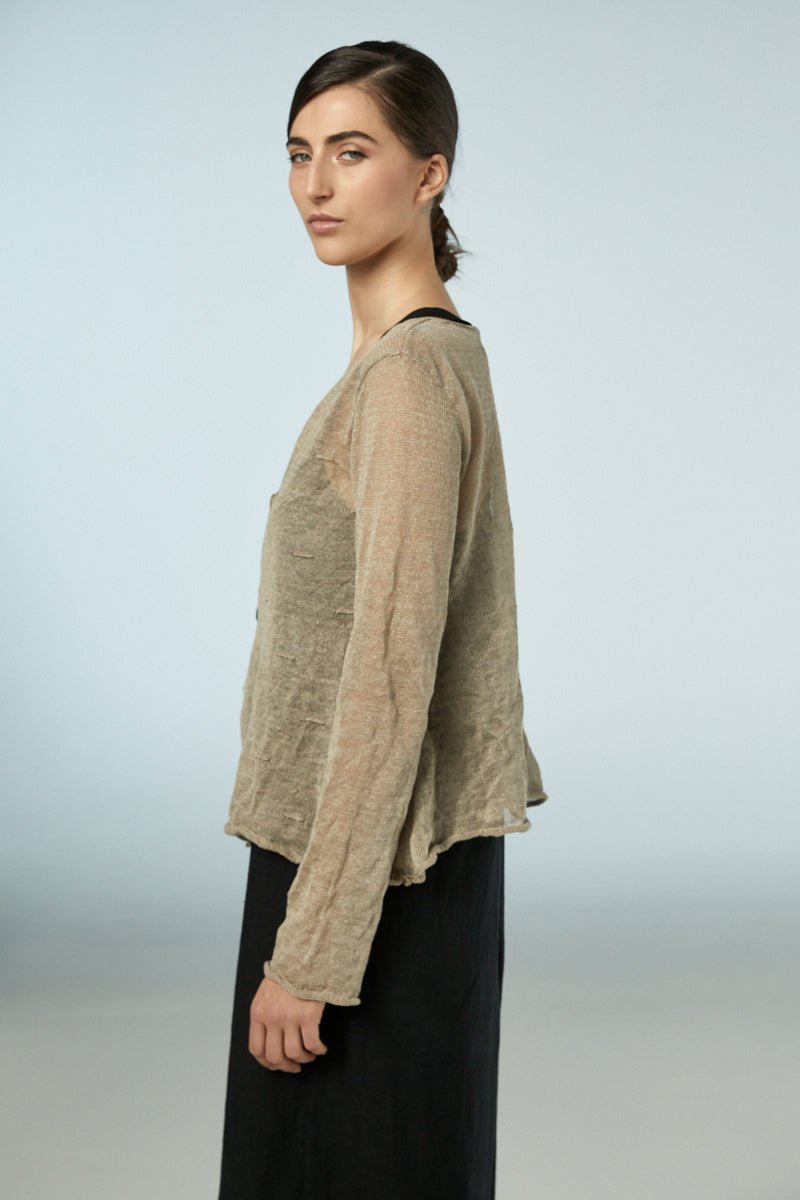 NeiramiNeirami Top Button Cardigan BeigeClothingBeige - Blue Water Clothing