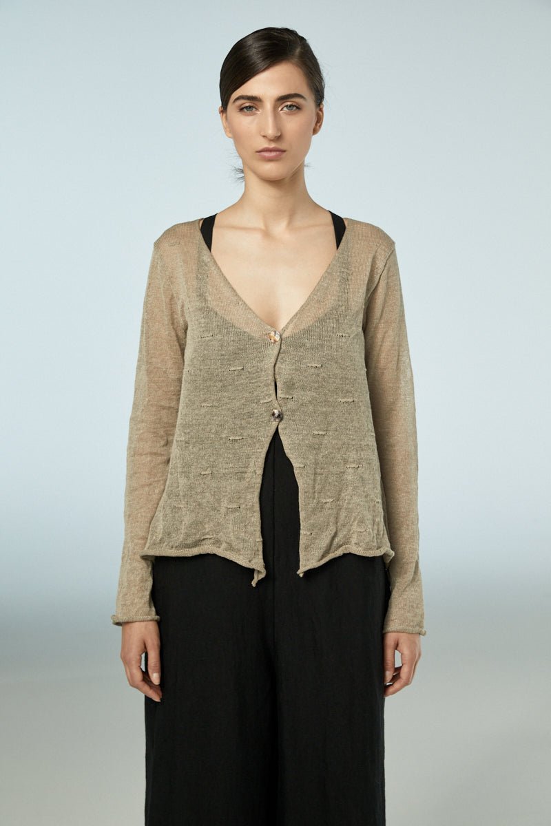 NeiramiNeirami Top Button Cardigan BeigeClothingBeige - Blue Water Clothing