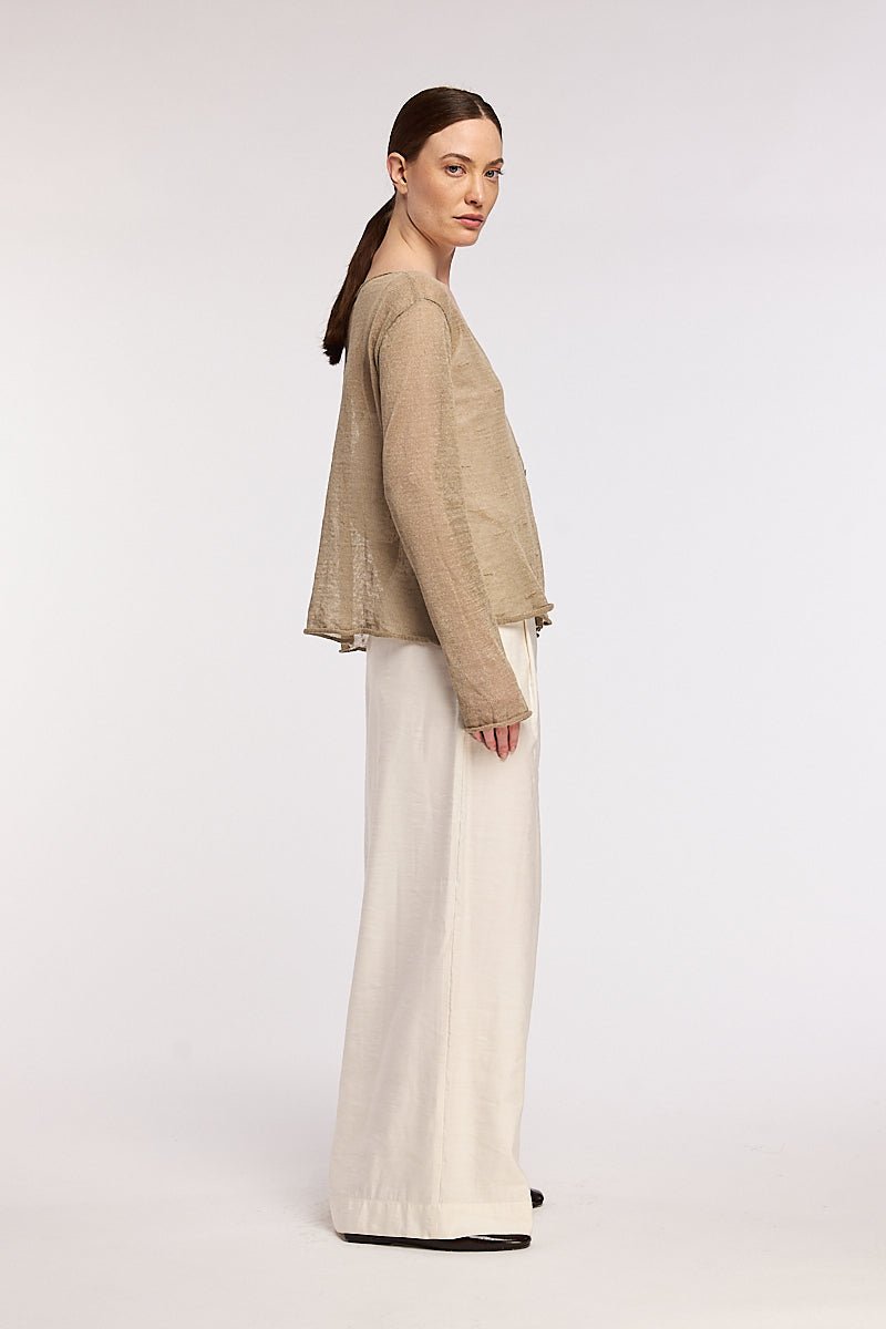 NeiramiNeirami Top Button Cardigan BeigeClothingBeige - Blue Water Clothing