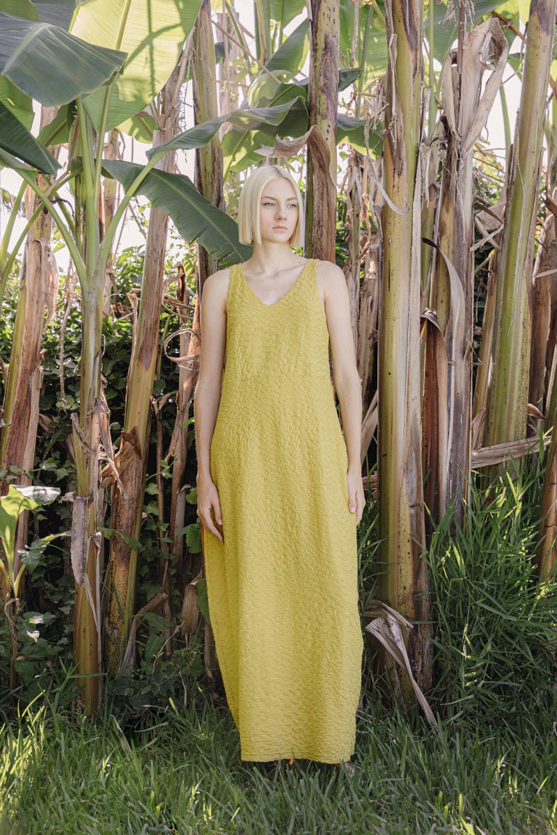 Neirami V - Neck Sleeveless Textured Dress - Blue Water Clothing