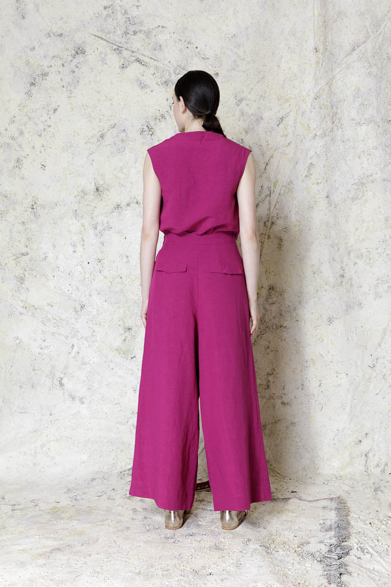 NeiramiNeirami Wide leg Pleated TrouserPantsOrchidea - Blue Water Clothing