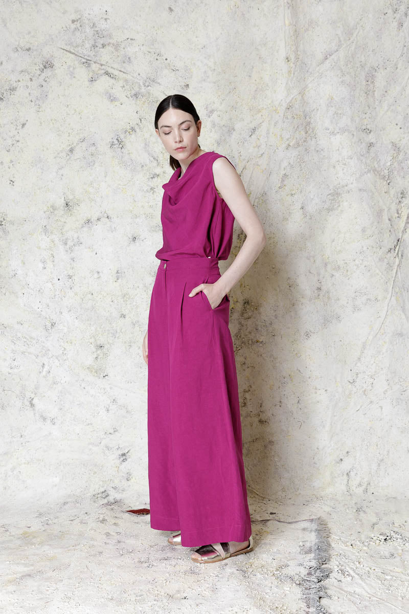 NeiramiNeirami Wide leg Pleated TrouserPantsOrchidea - Blue Water Clothing