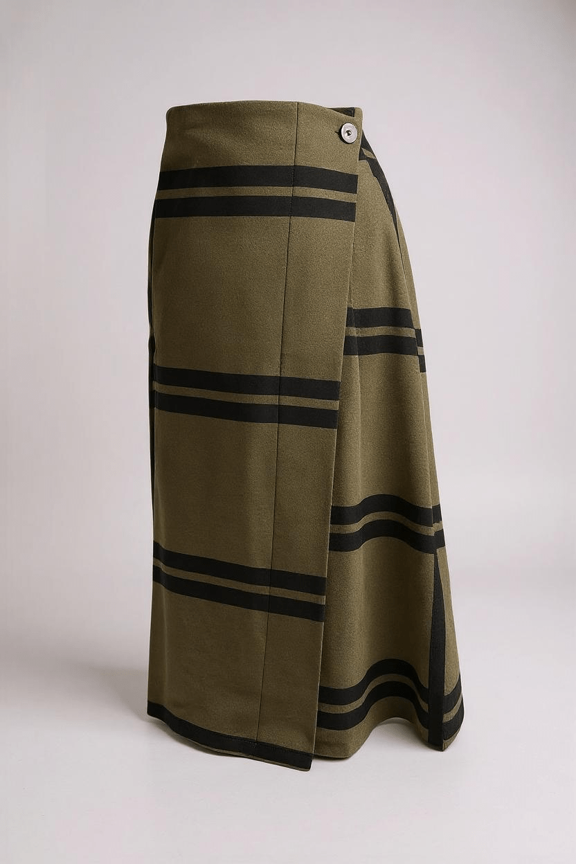 NeiramiNeirami Wrap Around Skirt Maxi CheckClothingMaxi Check Brush - Blue Water Clothing