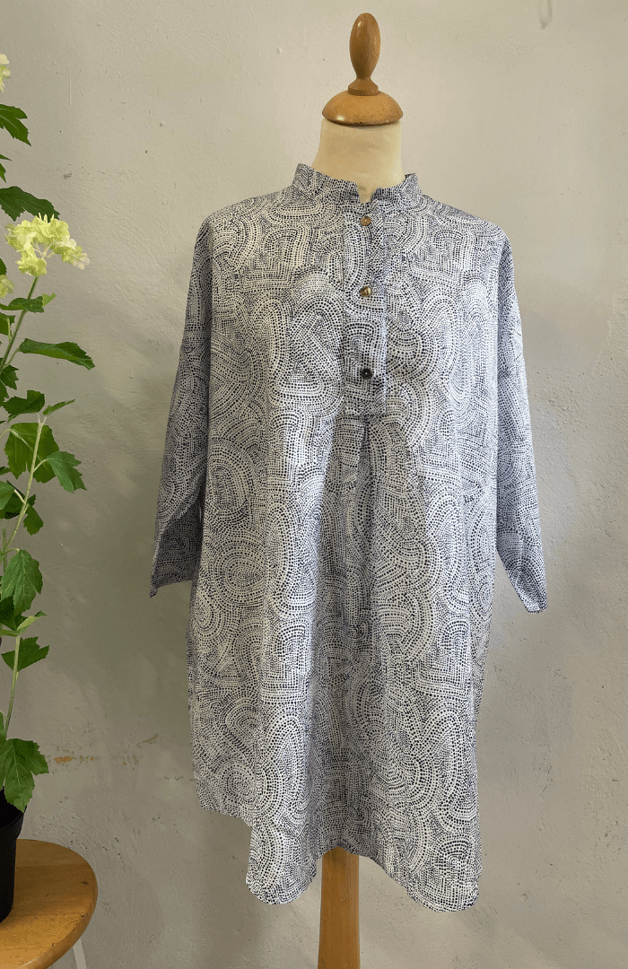 NeiramiNeirami Cotton Ditsy Print BlouseShirts & BlousesRice/Navy - Blue Water Clothing