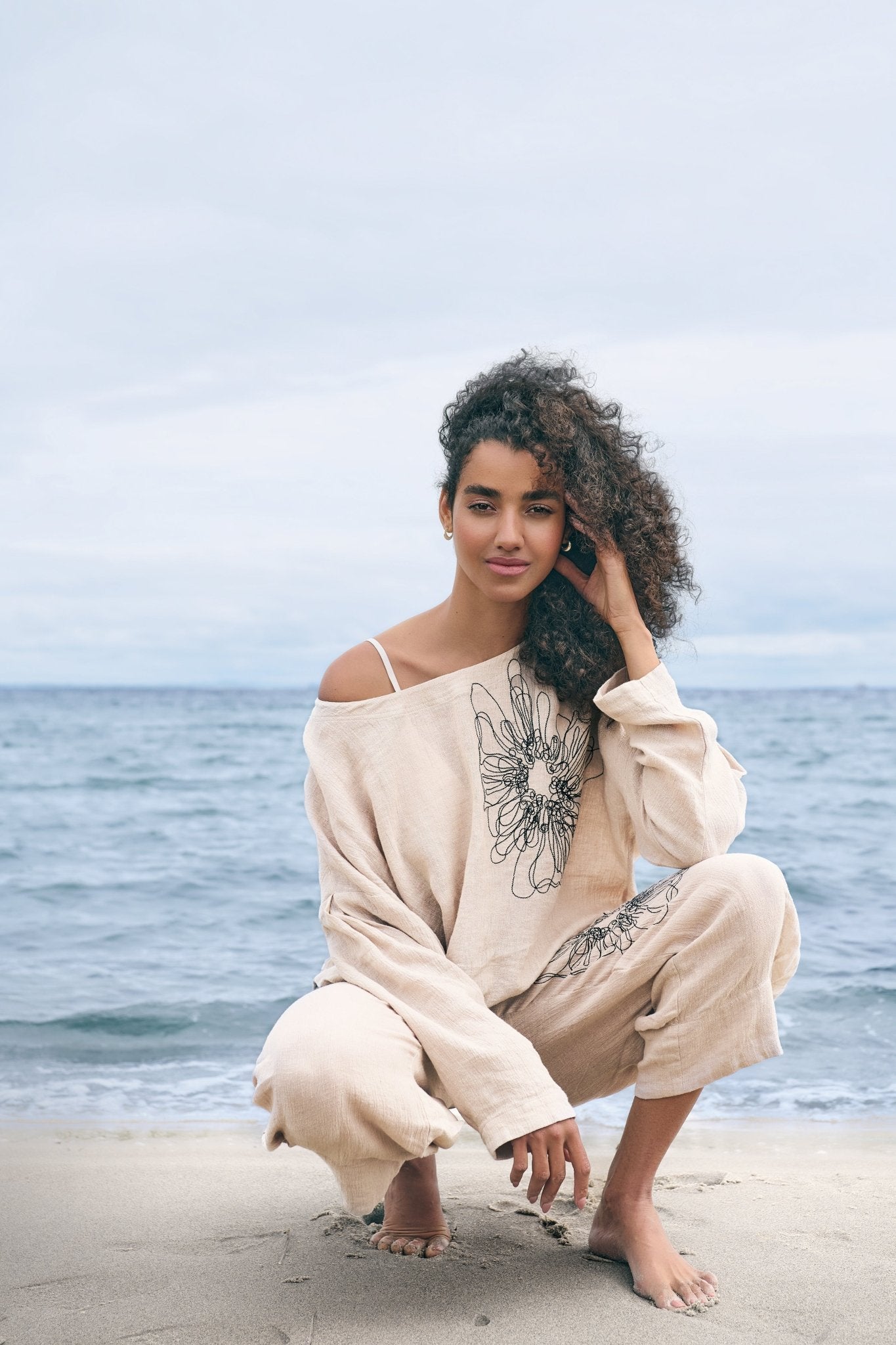 NoenNoen Linen Blouse 83727ClothingCream - Blue Water Clothing