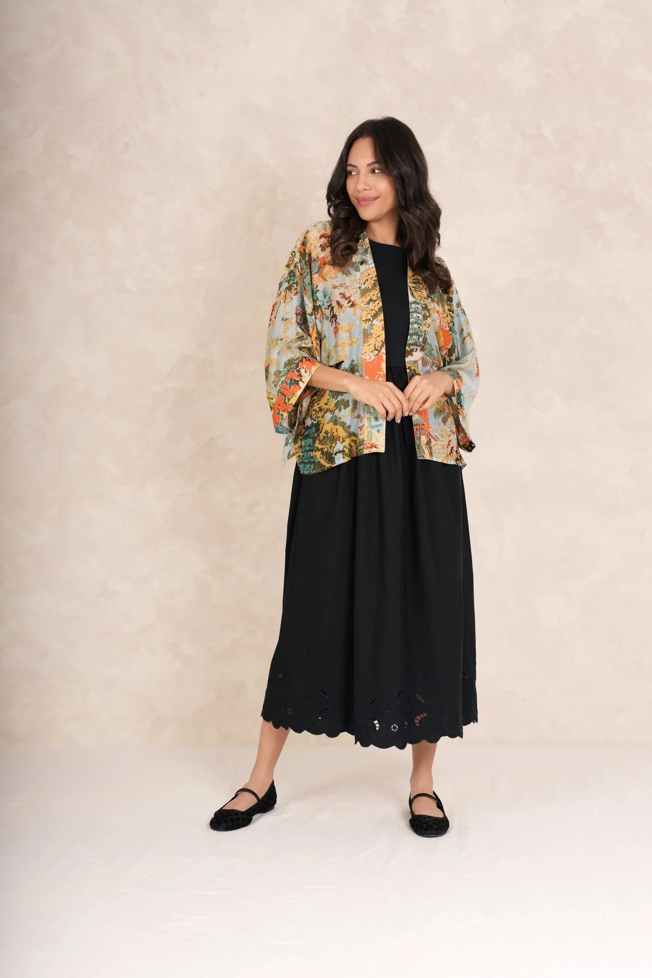 One Hundred Stars China Tree Aqua Kimono - Blue Water Clothing