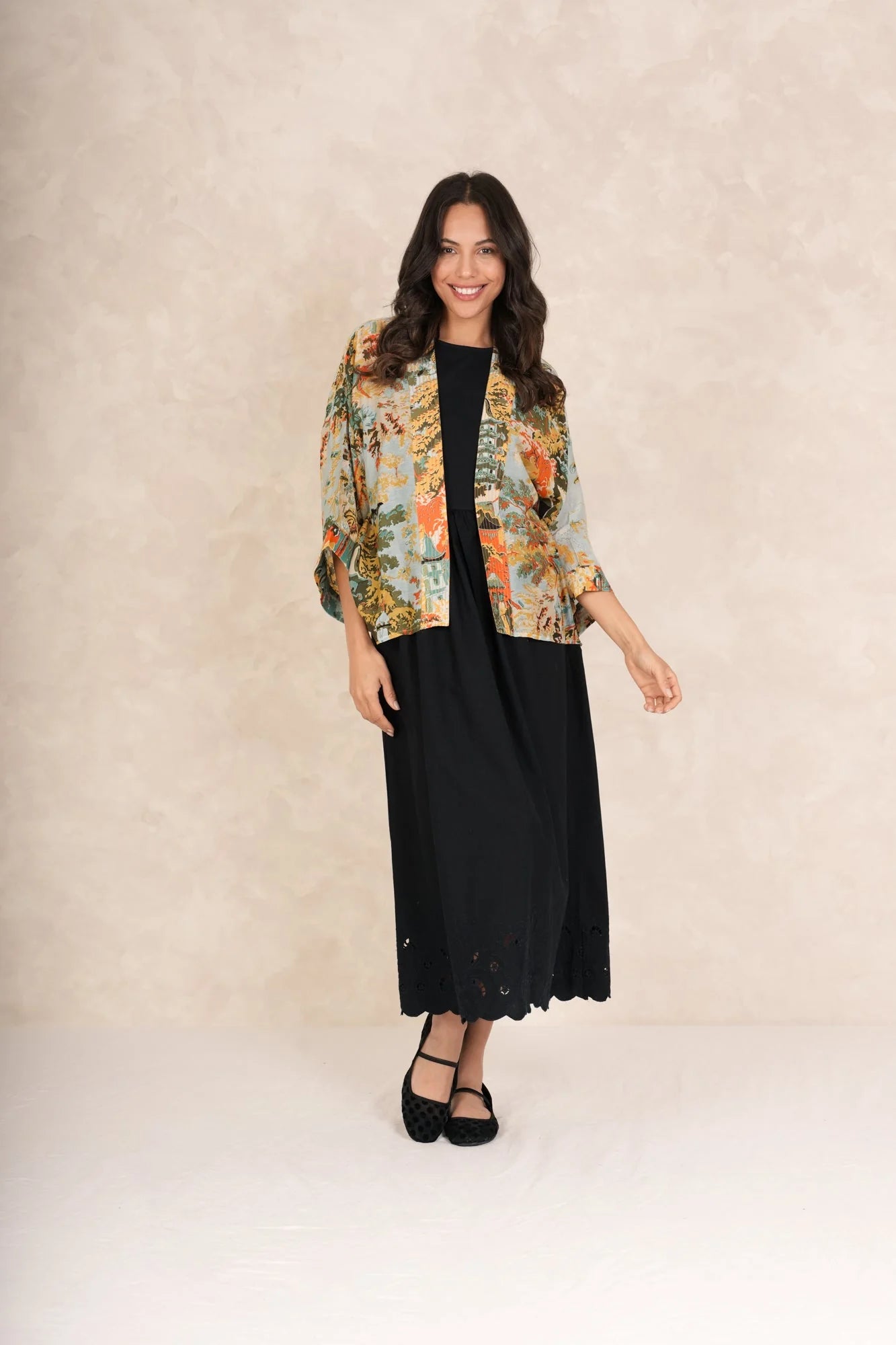 One Hundred Stars China Tree Aqua Kimono - Blue Water Clothing