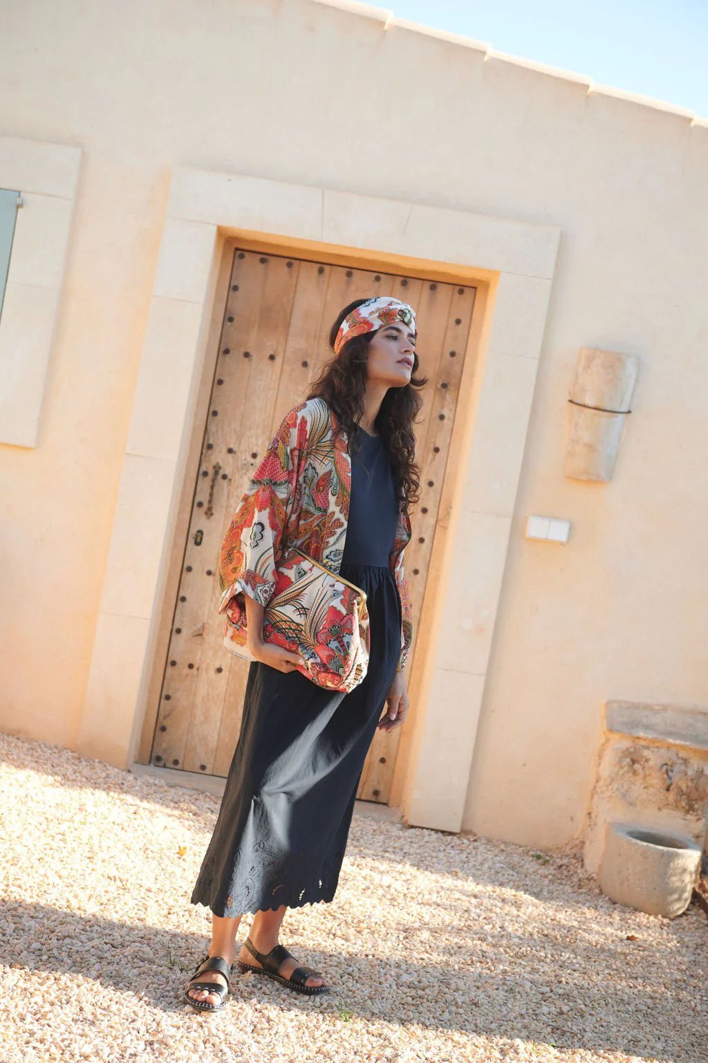 One Hundred Stars Fiesta Orange Kimono - Blue Water Clothing