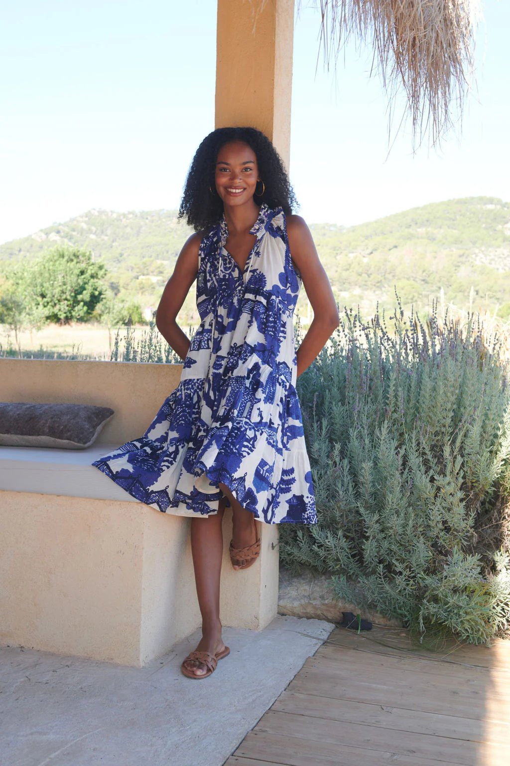 One Hundred Stars Giant Willow Blue Frill Dress - Blue Water Clothing
