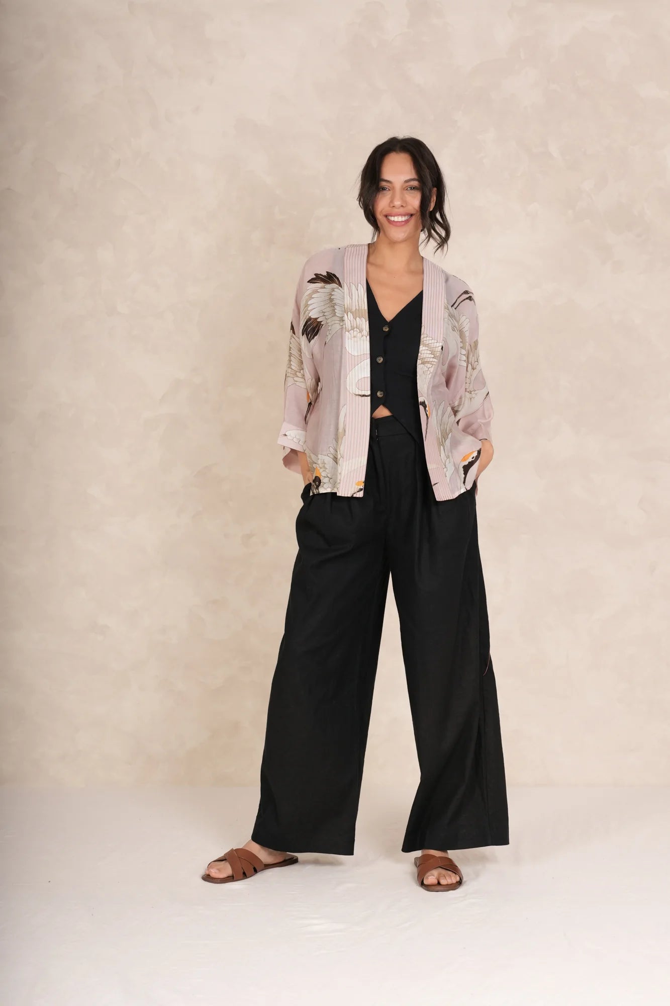 One Hundred StarsOne Hundred Stars Stork KimonoClothingPlaster Pink - Blue Water Clothing