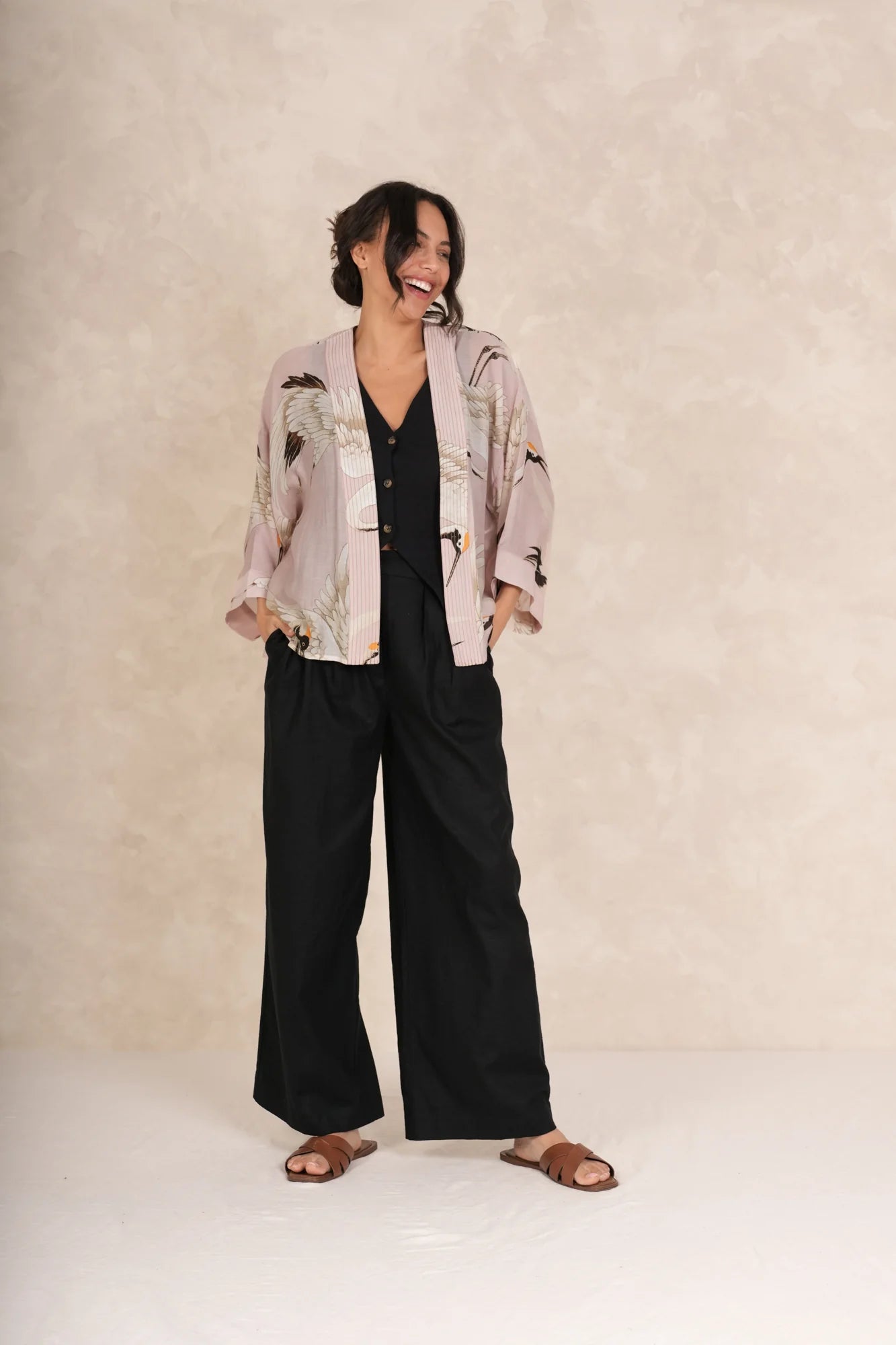 One Hundred StarsOne Hundred Stars Stork KimonoClothingPlaster Pink - Blue Water Clothing