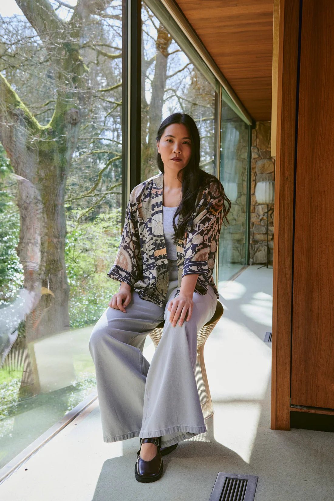 One Hundred StarsOne Hundred Stars Susani Charcoal KimonoClothingCharcoal - Blue Water Clothing