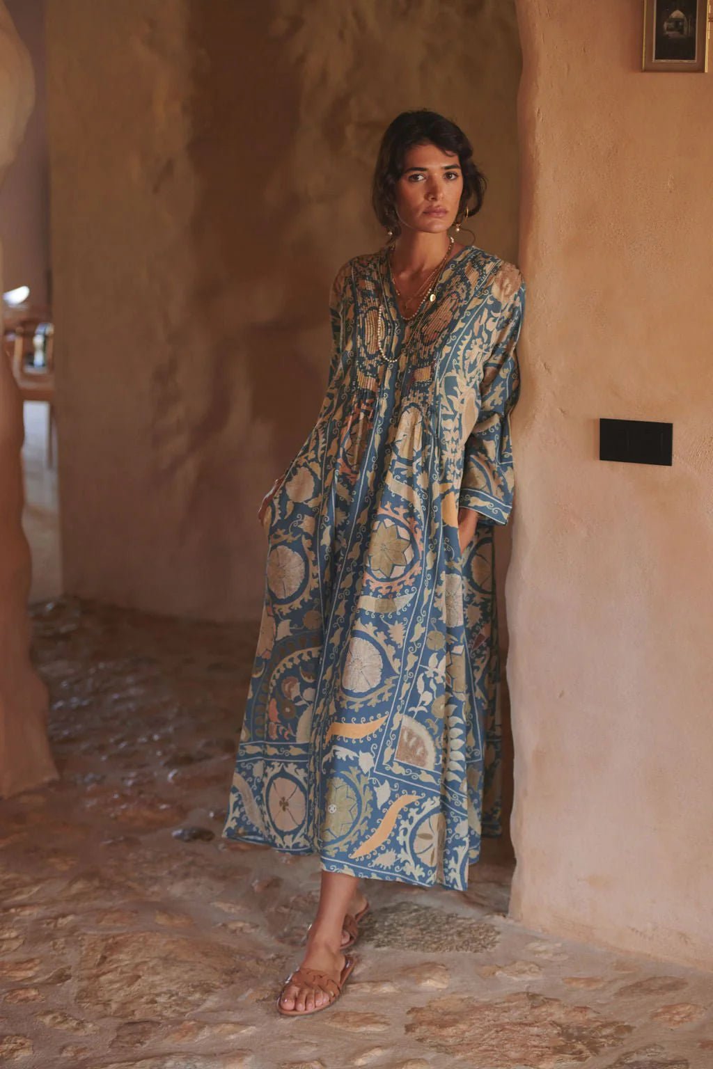 One Hundred Stars Susani Pinch Pleat Dress - Blue Water Clothing