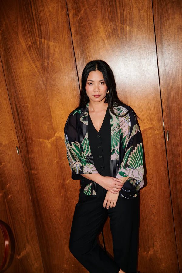 One Hundred StarsOne Hundred Stars Crane Emerald KimonoTops - Blue Water Clothing