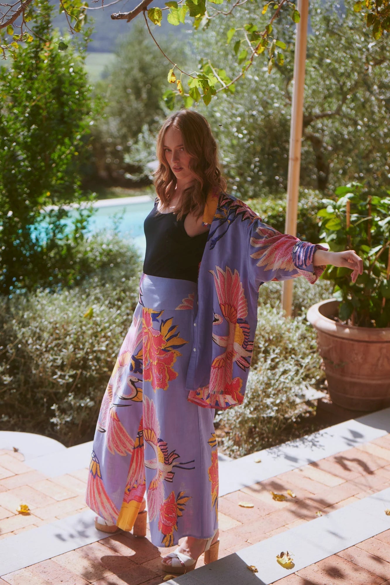 One Hundred StarsOne Hundred Stars Crane Periwinkle Palazzo PantsBottoms - Blue Water Clothing