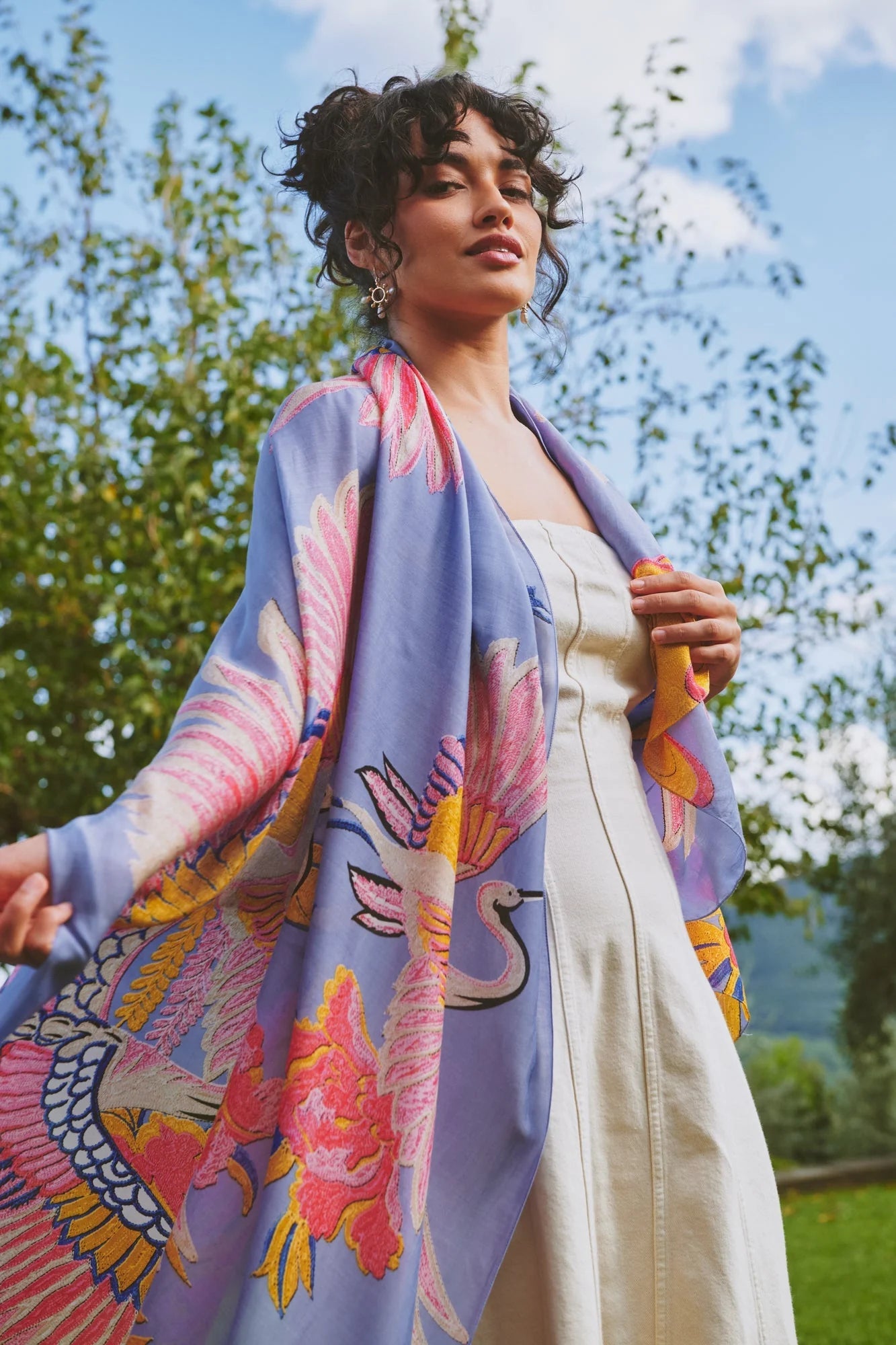 One Hundred StarsOne Hundred Stars Crane Periwinkle ScarfAccessories - Blue Water Clothing