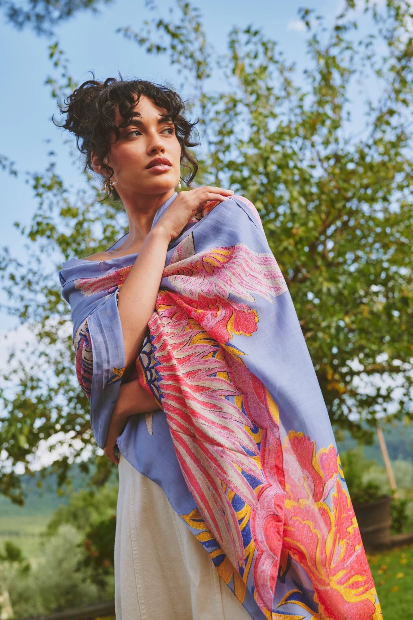 One Hundred StarsOne Hundred Stars Crane Periwinkle ScarfAccessories - Blue Water Clothing