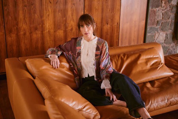 One Hundred StarsOne Hundred Stars Crane Plum KimonoTops - Blue Water Clothing