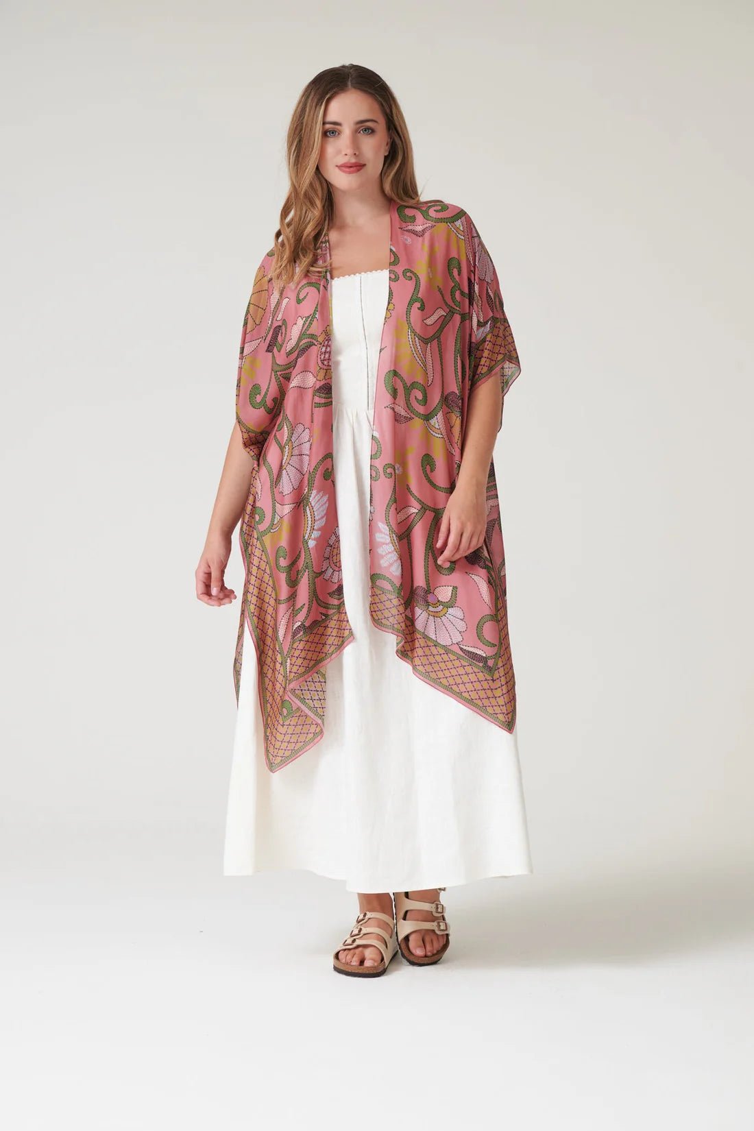 One Hundred StarsOne Hundred Stars Giant Kantha Dusk ThrowoverTops - Blue Water Clothing