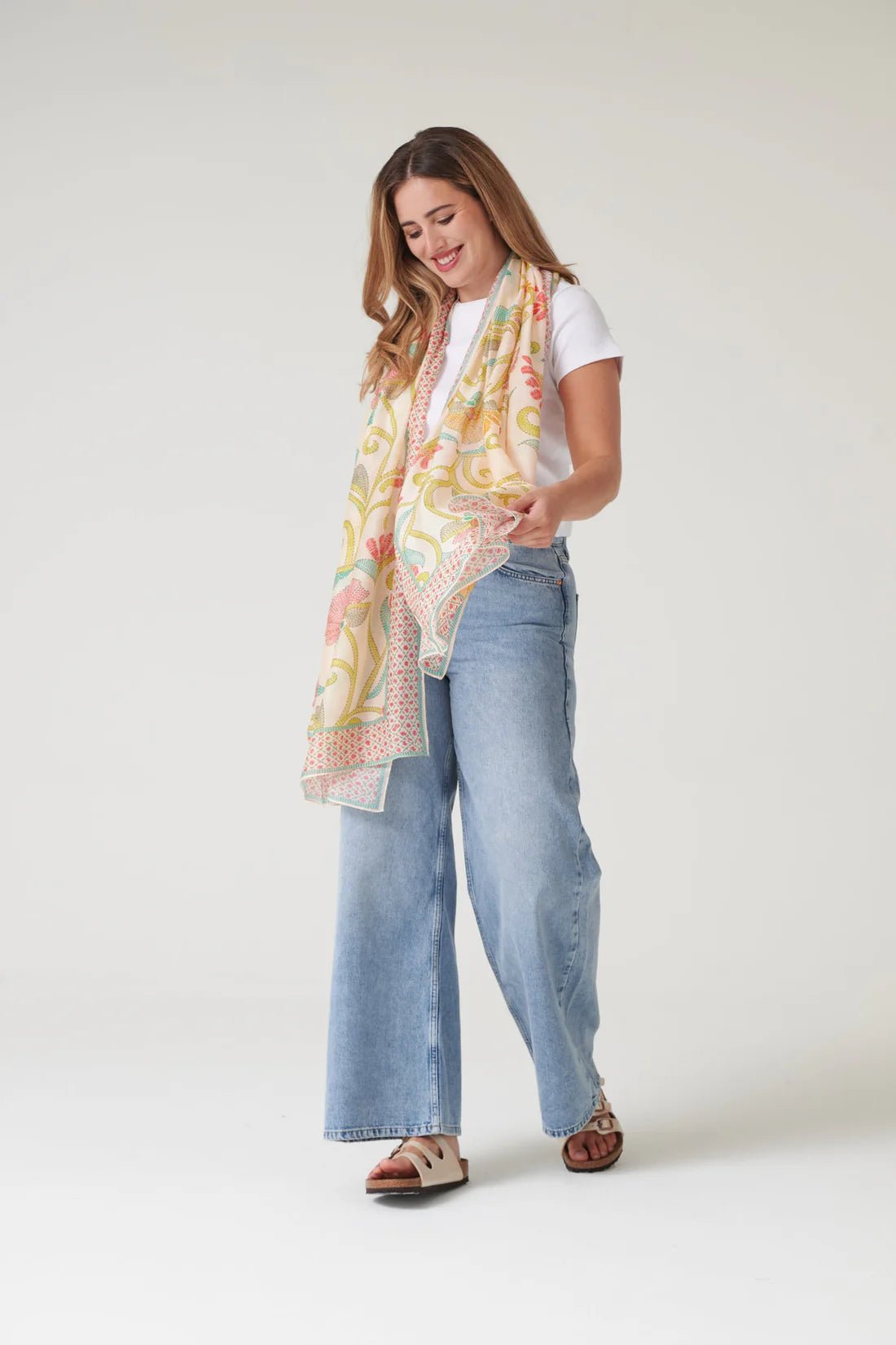 One Hundred StarsOne Hundred Stars Giant Kantha Lime ScarfAccessories - Blue Water Clothing